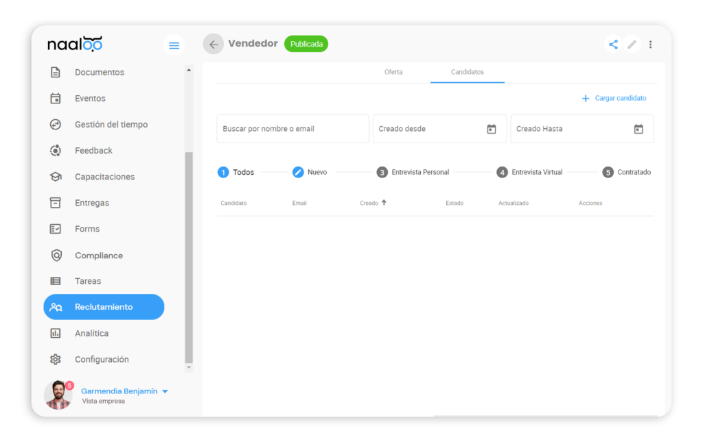 Búsqueda laboral en Naaloo - Software de Recursos Humanos para pymes